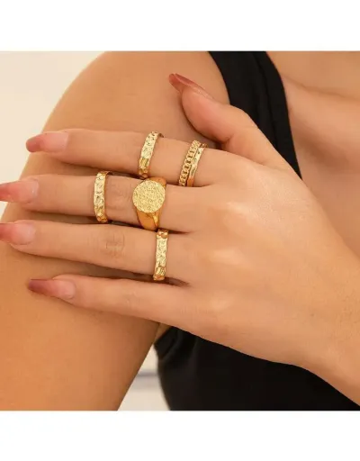 Geometric Alloy Annular Rings Set #801903 $6.29 USD, Wholesale Fashion Ring