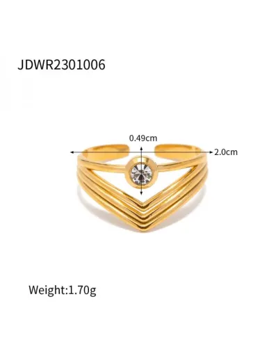 Replica Layred Embellished Stainless Steel Annular Ring #801910 $11.23 USD for Wholesale