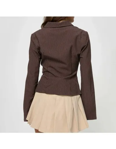 Replica Striped Single Breasted Long Sleeve Blouses #801962 $29.46 USD for Wholesale