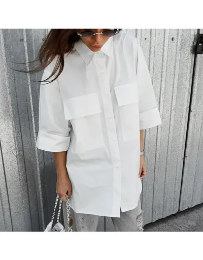 Replica Minimalist Pure Color Short Sleeve Loose Blouses #801963 $36.62 USD for Wholesale