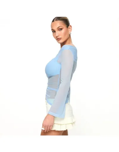 Replica Drawstring See Through Off Shoulder Tops #801980 $21.53 USD for Wholesale