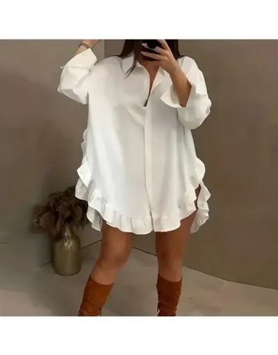 Lacework Asymmetrical Hem Loose Blouses #802011 $42.01 USD, Wholesale Fashion Blouses