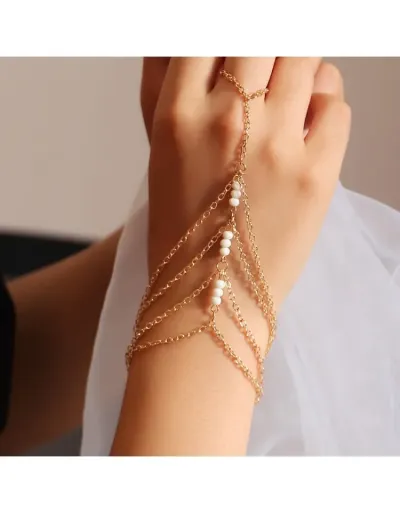 Replica Chic Multi-layered Chain Beading Bracelet #802017 $9.23 USD for Wholesale