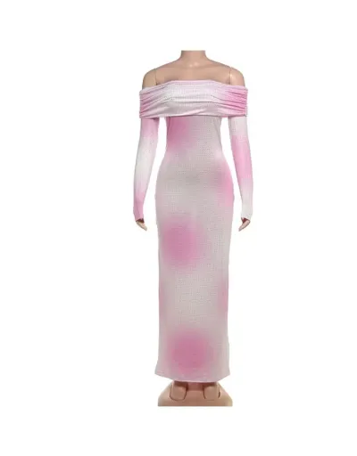 Replica Gradient Rhinestones Off Shoulder Maxi Dress #802025 $45.82 USD for Wholesale