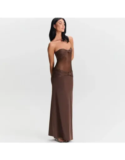 Replica Sheer Twist Ruched Sleeveless Maxi Dress #802041 $43.62 USD for Wholesale