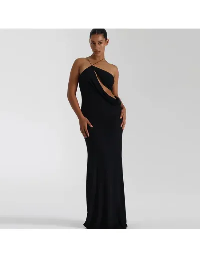 Shiny One Shoulder Backless Maxi Dress #802057 $38.91 USD, Wholesale Fashion 