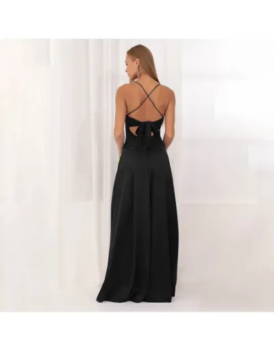 Replica Elegant Solid Tie-wrap Split Halter Maxi Dress #802061 $37.86 USD for Wholesale