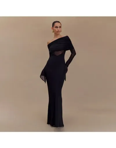 Elegant Solid Long Trumpet Sleeve Maxi Dress #802065 $41.05 USD, Wholesale Fashion 