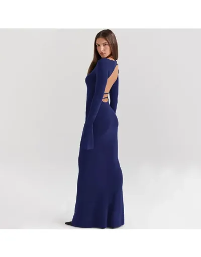 Replica Backless Trumpet Sleeve Fitted Maxi Dress #802072 $35.53 USD for Wholesale