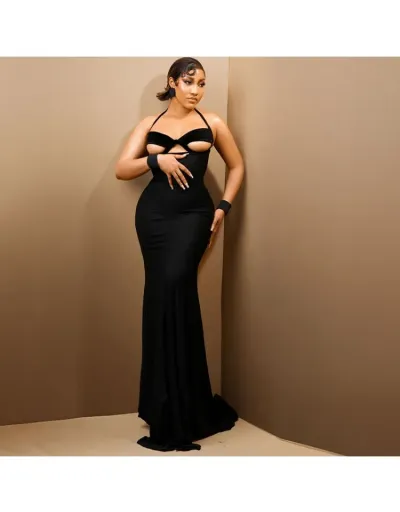 Sexy Hollow Out Halter Backless Sleeveless Maxi Dress #802075 $34.22 USD, Wholesale Fashion 