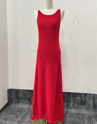 Replica Plain Color Bodycon Sleeveless Maxi Dress #802098 $71.09 USD for Wholesale