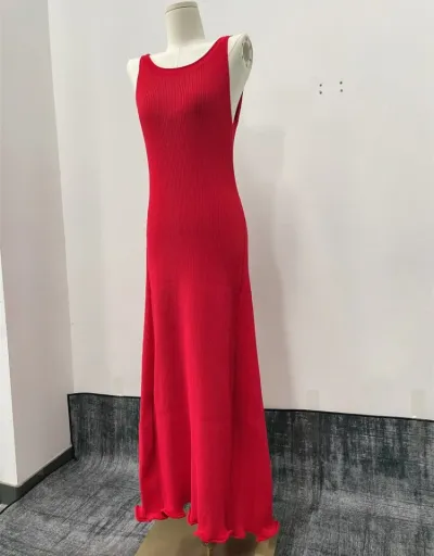 Replica Plain Color Bodycon Sleeveless Maxi Dress #802098 $71.09 USD for Wholesale