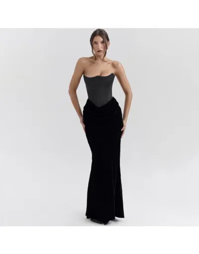 Plain Color Bodycon Strapless Maxi Dress #802111 $46.58 USD, Wholesale Fashion 