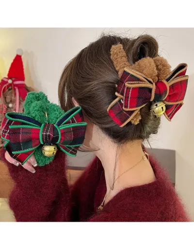  2022 Christmas New Bell Bow Grab Clip #802140 $9.15 USD, Wholesale Fashion Hair Accessories