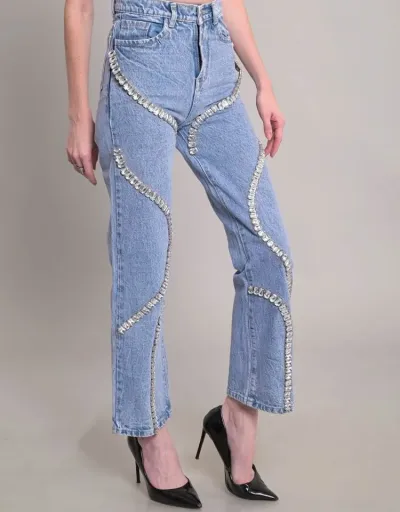 Embellished Denim Straight High Rise Jeans #802144 $88.05 USD, Wholesale Fashion Jeans