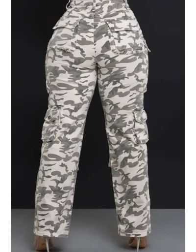 Replica Colorblock Camo Multi Pocket Cargo Jeans #802161 $82.93 USD for Wholesale