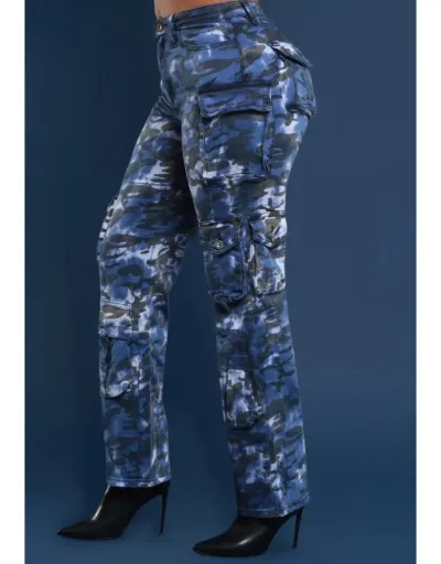 Replica Camouflage Print Denim Cargo Pocket Jeans #802165 $85.51 USD for Wholesale