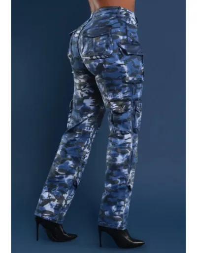 Replica Camouflage Print Denim Cargo Pocket Jeans #802165 $85.51 USD for Wholesale