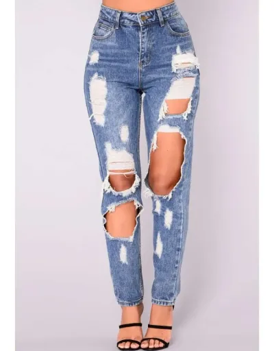 Denim Hollow-out Ripped Bodycon Jeans #802183 $51.68 USD, Wholesale Fashion Jeans