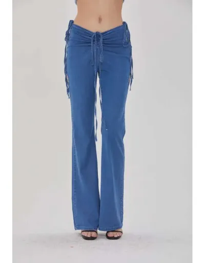 Hollow-out Drawstring Lace Up Flared Jeans #802193 $90.52 USD, Wholesale Fashion Jeans