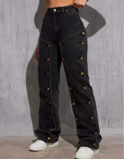 Replica Distressed High Rise Fitted Streetwear Jeans #802194 $70.47 USD for Wholesale