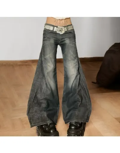 Washed Denim High Rise Wide Leg Jeans #802200 $46.64 USD, Wholesale Fashion Jeans