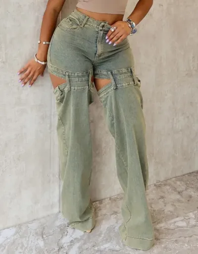 Vintage Distressed Hollow-out Denim Jeans #802209 $64.58 USD, Wholesale Fashion Jeans