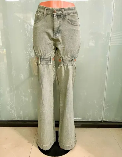 Replica Vintage Distressed Hollow-out Denim Jeans #802209 $64.58 USD for Wholesale