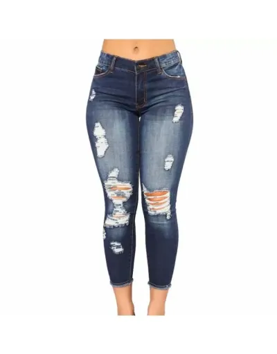 Replica Ripped High Rise Bodycon Jeans #802219 $36.97 USD for Wholesale