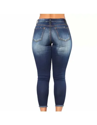 Replica Ripped High Rise Bodycon Jeans #802219 $36.97 USD for Wholesale