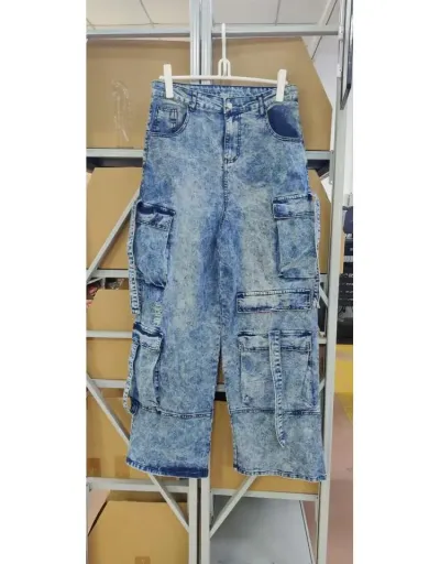 Replica Patchwork High Rise Cargo Jeans #802221 $56.10 USD for Wholesale