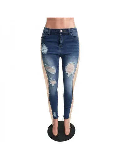 Replica  Fashion Street Tassels Dark Blue Denim Jeans #802230 $45.48 USD for Wholesale