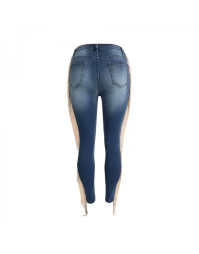 Replica  Fashion Street Tassels Dark Blue Denim Jeans #802230 $45.48 USD for Wholesale