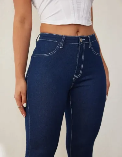 Replica Solid Color Denim Bodycon Jeans #802238 $46.12 USD for Wholesale