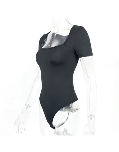 Replica Square Neck Bodycon Short Sleeve Bodysuits #802260 $20.08 USD for Wholesale