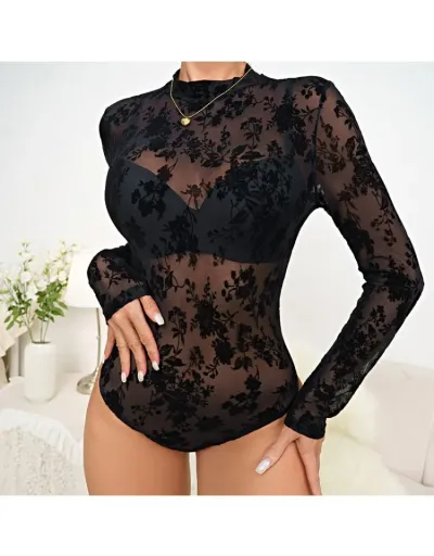 See Through Bodycon Gauze Bodysuits #802263 $23.55 USD, Wholesale Fashion Bodysuits