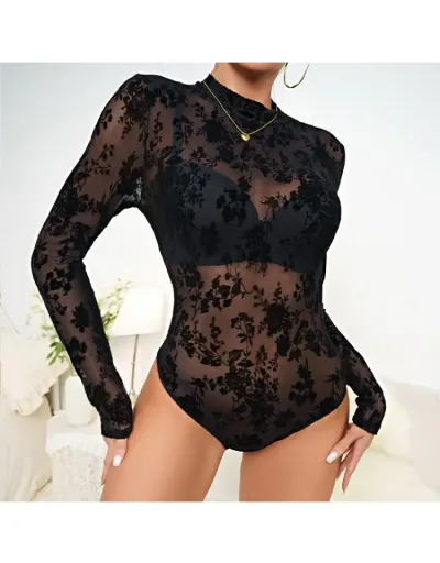 Replica See Through Bodycon Gauze Bodysuits #802263 $23.55 USD for Wholesale