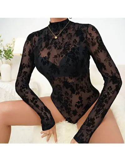 Replica See Through Bodycon Gauze Bodysuits #802263 $23.55 USD for Wholesale