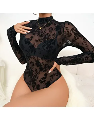 Replica See Through Bodycon Gauze Bodysuits #802263 $23.55 USD for Wholesale