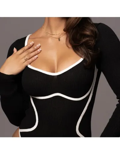 Replica Contrast Color Bodycon Bodysuits #802270 $29.18 USD for Wholesale