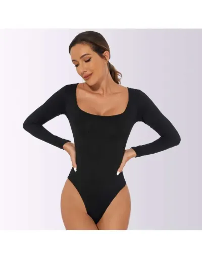 Pure Color Long Sleeve Cotton Bodysuits #802276 $27.92 USD, Wholesale Fashion Bodysuits