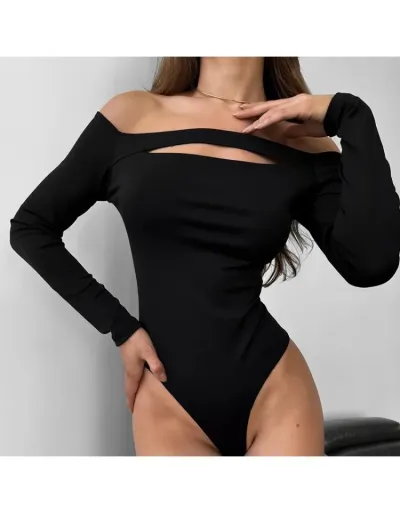 Replica Hollow-out Off Shoulder High Rise Bodysuits #802278 $21.70 USD for Wholesale