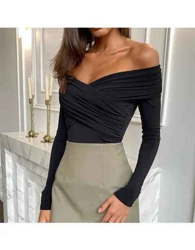 Replica Ruched Off Shoulder High Rise Bodysuits #802280 $26.18 USD for Wholesale