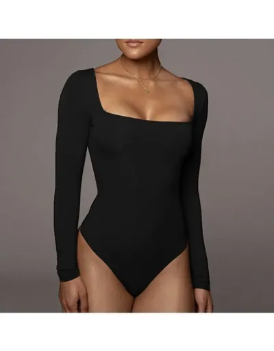 Square Neck Long Sleeve Bodycon Bodysuits #802289 $19.36 USD, Wholesale Fashion Bodysuits