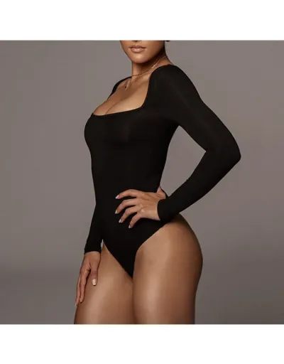 Replica Square Neck Long Sleeve Bodycon Bodysuits #802289 $19.36 USD for Wholesale