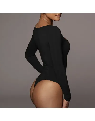 Replica Square Neck Long Sleeve Bodycon Bodysuits #802289 $19.36 USD for Wholesale