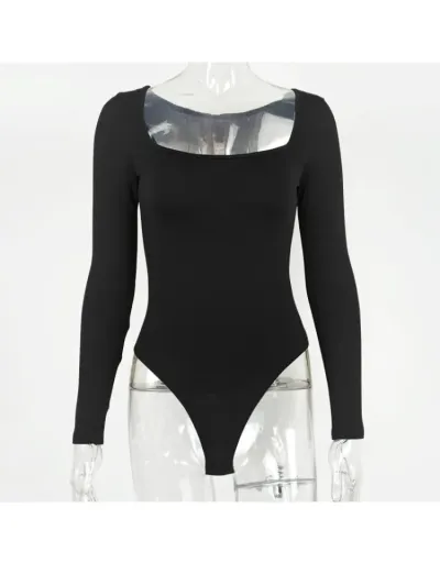 Replica Square Neck Long Sleeve Bodycon Bodysuits #802289 $19.36 USD for Wholesale