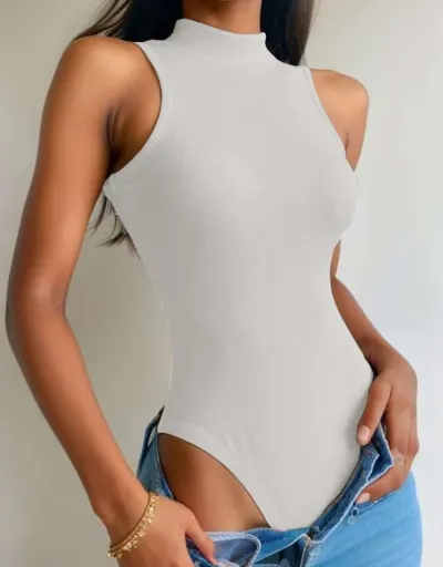 Solid Color Mid-rise Fitted Bodysuits #802326 $22.40 USD, Wholesale Fashion Bodysuits