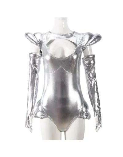 Replica Metallic Hollow-out Gauntlet Sleeve Bodysuits #802335 $53.51 USD for Wholesale