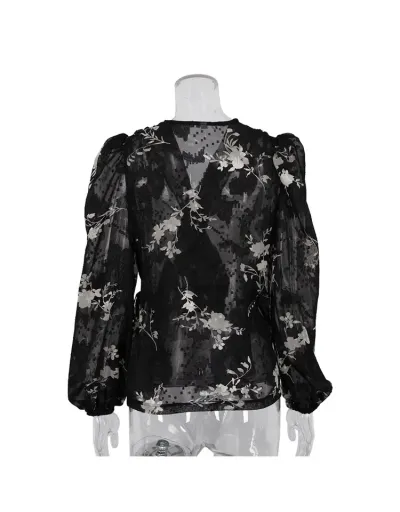 Replica Patchwork Lantern Sleeve Cardigan Blouses #802339 $42.28 USD for Wholesale